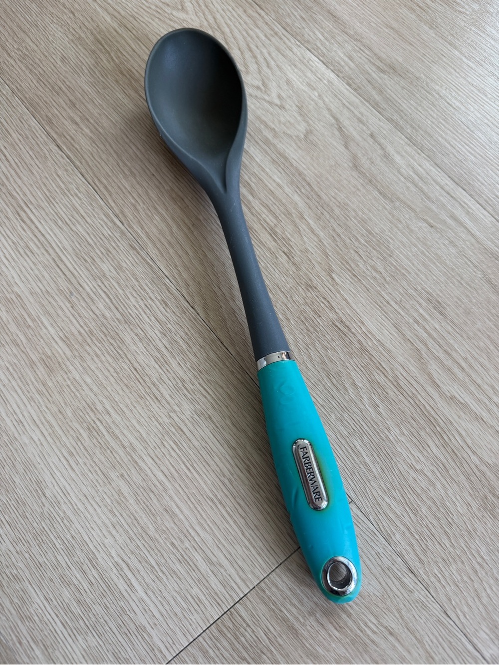 Vintage Farberware Nylon Basting Serving Spoon 14” Turquoise Silicone Handle